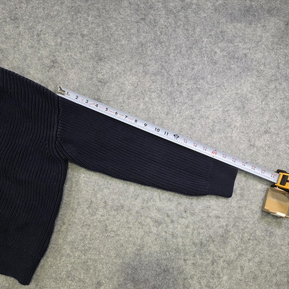 Quince Sweater Womens Small Navy 100% Organic Cotton Boxy Cropped Cardigan Knit - Picture 9 of 14